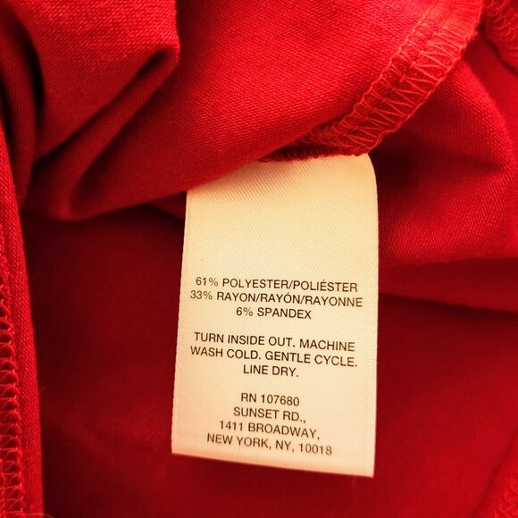 Sunset Rd M Red Black Lace Clear Sequins Design Top Blouse Long Sleeve sz M - Picture 6 of 11